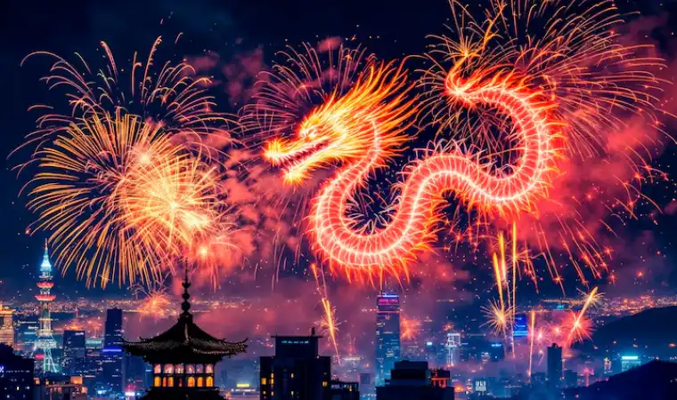 ترقه بازی و رقص شیر و اژدها